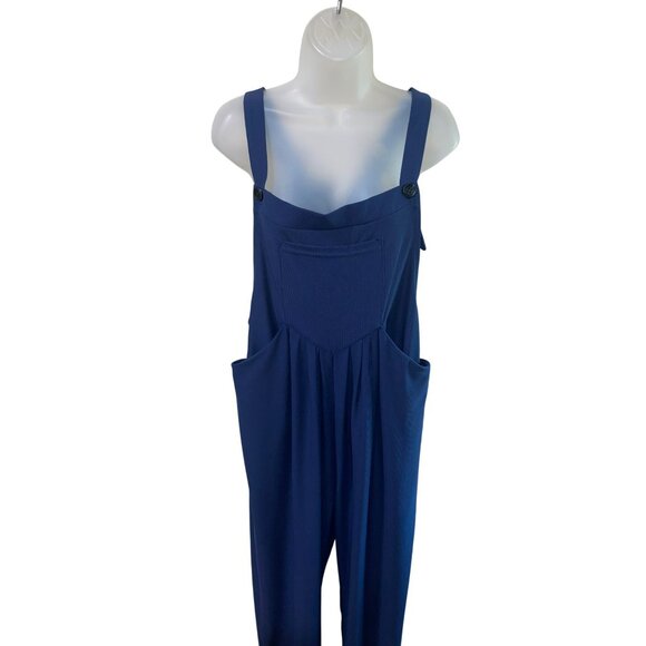 Halara Womens Adjustable Strap Relaxed Fit Blue Overalls With Pockets Size Large - Picture 9 of 10